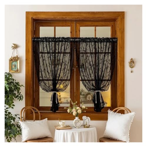 Cortina transparente tul para sala de estar pack de 2 paneles decorativos 6
