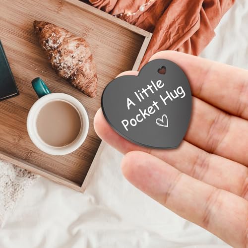 Black Stainless Steel Double-Sided Heart Shaped Token with Leather Bag Long Distance Relationship Valentine's Gift for Couples Boyfriend Girlfriend2