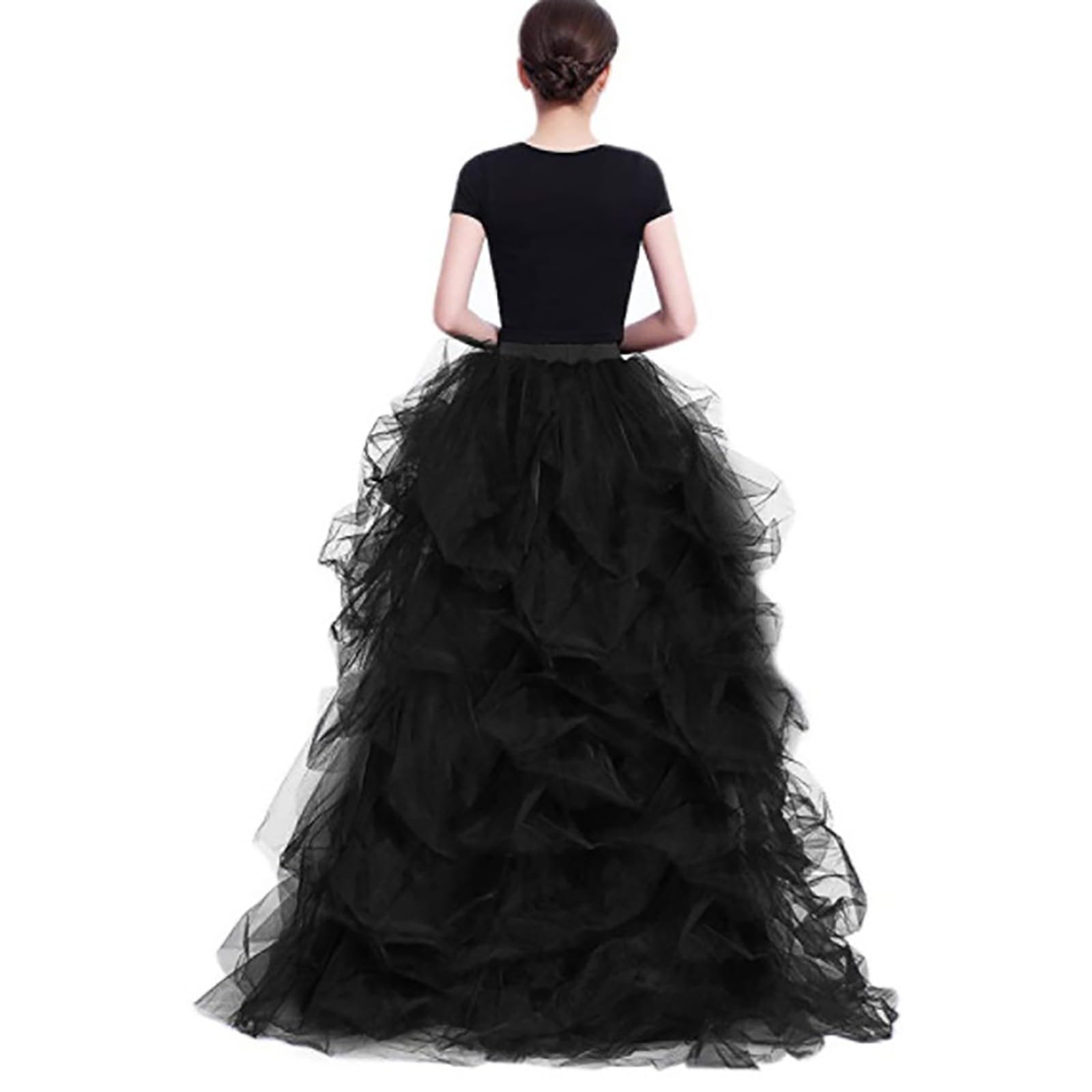 Gonna asimmetrica in tulle, lunga in chiffon, in pizzo, a vita alta, elasticizzata, a coda di rondine, tutù, sottogonna elegante, tinta unita, per il tempo libero