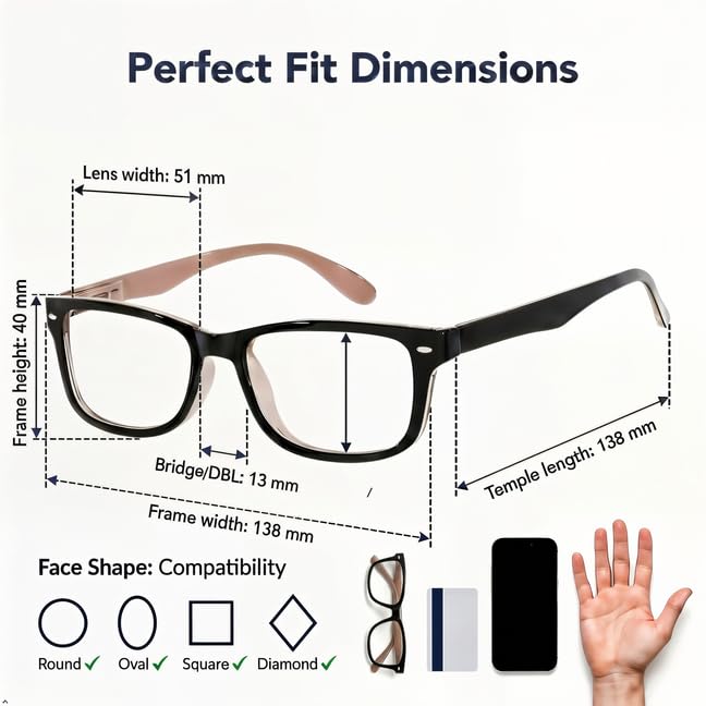 Image of Eyekepper Blue Light Reading Glasses Men Women 2.5, Small Black Brown