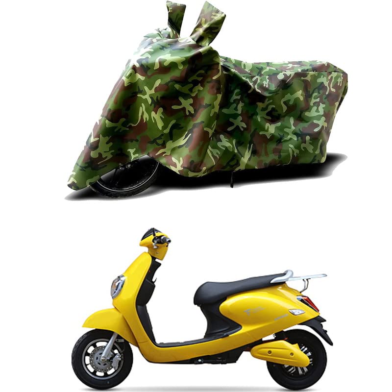 Image of 100% Water Resistant Bike Scooty Two Wheeler Body Cover Compatible for Techo Electra Emerge /UV-Rays /Heat Protection /Birds Dropping /Scratchproof /Dust Proof /Waterproof /All Varient[Green MJ]