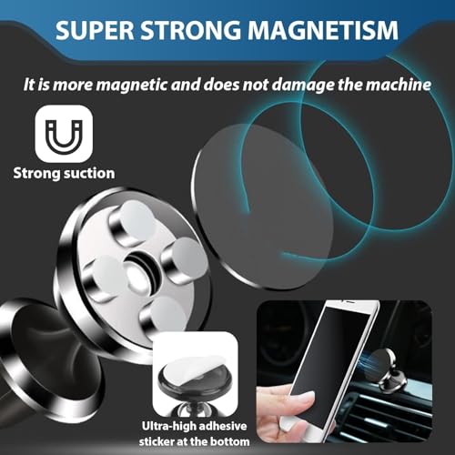 Paicreate Soporte Magnético Móvil Coche Soporte para Móvil Magnético 360°, Iman Coche con 5 Imanes Potentes, Compatible with iPhone, Samsung, Huawei 4-6.7 Pulgadas - imagen 3