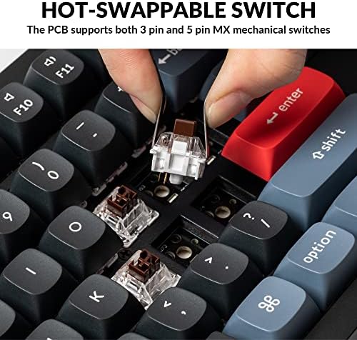 Keychron V6 Wired Custom Mechanical Keyboard Knob Version, Full-size QMK/VIA Programmable Macro with Hot-swappable Keychron K Pro Brown Switch Compatible with Mac Windows Linux Black (Non-Transparent) - 1