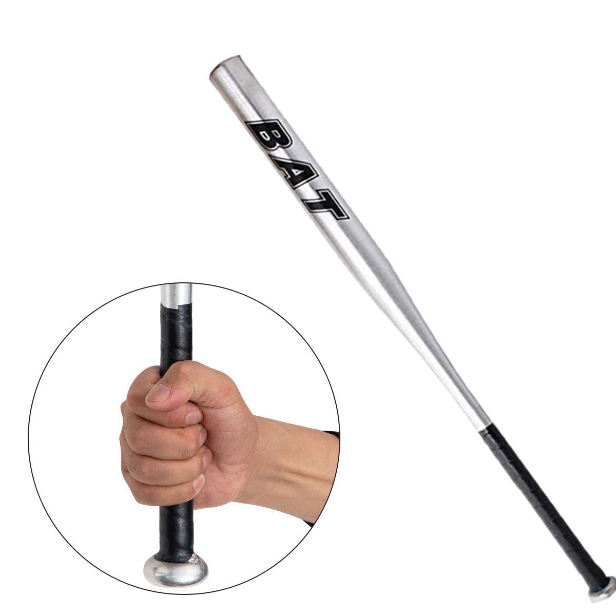 Batte de Baseball Aluminium 34 Pouces Bleu Noir Argent au Choix Batte Base-Ball métal Adulte Pro Léger pour Exercice Joueurs Jeu Homme Femme 86cm de Longueur Solide Durable à la Mode (Argent)
