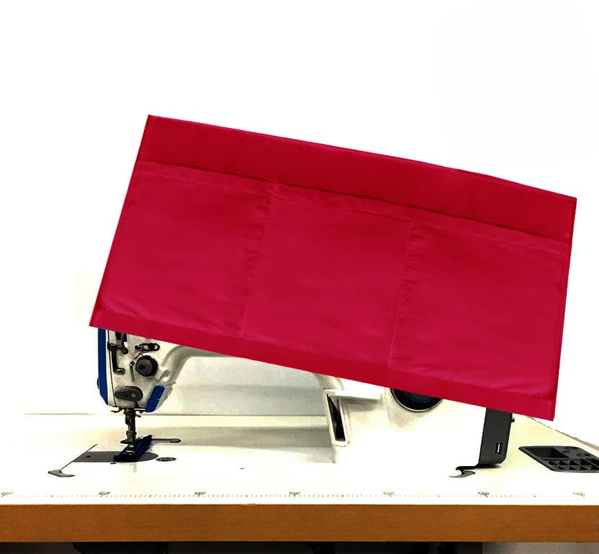 METDEALS Piece Of 2 Waterproof Sewing Machine Polyester Cover For Domestic & Industrial with 3 Storage Pockets,Tailoring Silai Machine with Most Standard Juki Jack Usha(Red 15X7X12 Inch)-picture-21