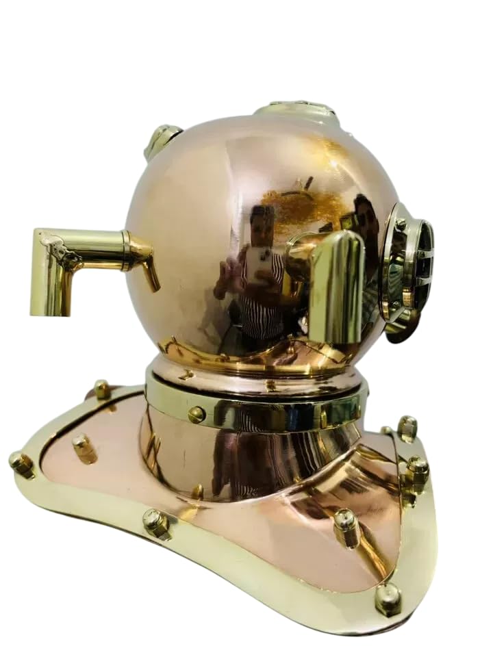 Casco de buceo de cobre para solucionar estanterías vacías con estilo náutico 3