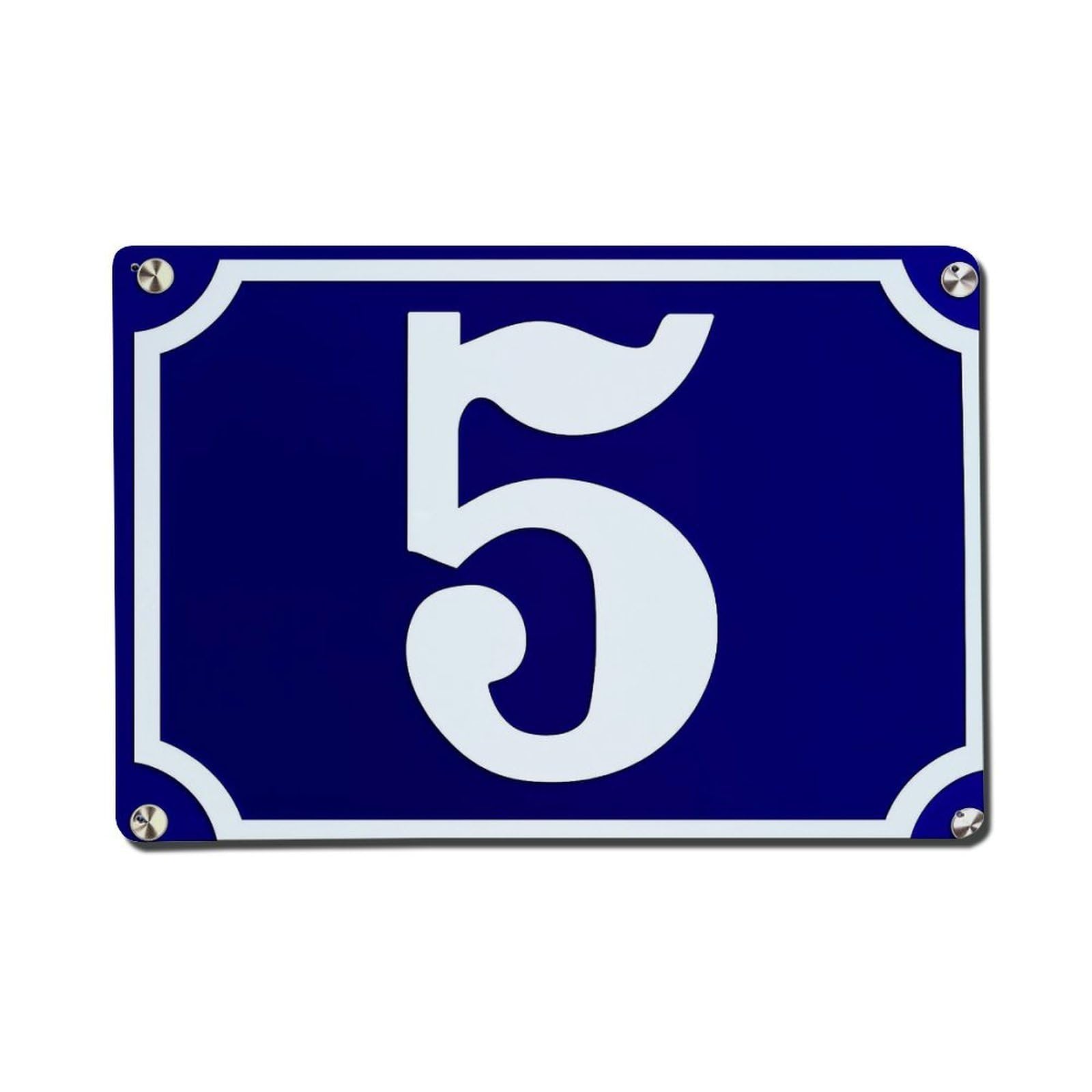 Blue Background White Number Five Retro Metal Tin Sign, Vintage Decor Art Poster for Bar, Home, Man Cave, Kitchen, Laundry Room Gift 8x12Inch