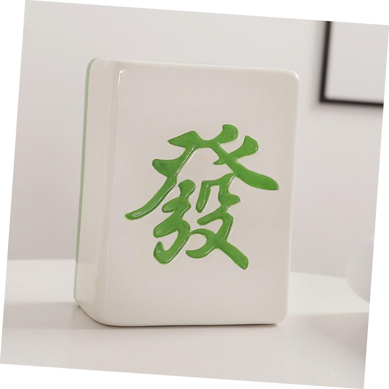 SUPVOX Mahjong Design Piggy Bank for Boy Girl Adorable Coin Holder for Boys and Girls Creative Money Saving Container Decorative Table Ornament Green