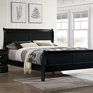 Full Size Bed Black Solidwood 1pc Bed Bedroom Sleigh Bed Full Size Bed Black Solidwood 1pc Bed Bedroom Sleigh Bed
