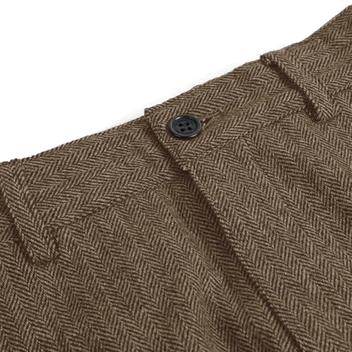Boys Herringbone Tweed Dress Pants Vintage Flat Front Regular Fit Suit Trousers School Uniform Pant3