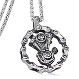 FIZIZDH - Collar con Colgante de Cadena de Acero Inoxidable para Motocicleta, Cadena de eslabones de 61 cm