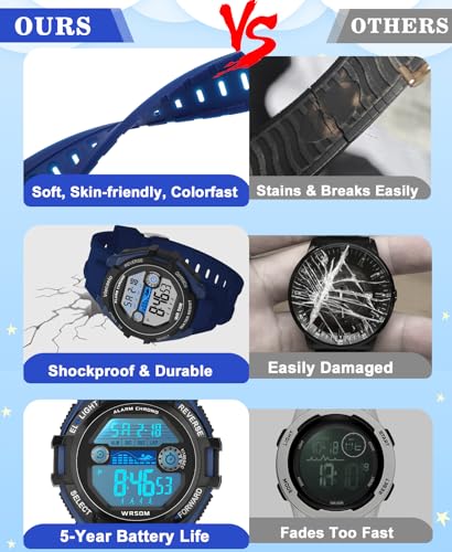 Image of Kids Digital Watch for Boys Girls, Waterproof LED Colorful Lights Sports Watch Suitable for 5-17 Years Old Teenagers (with Gift Box)