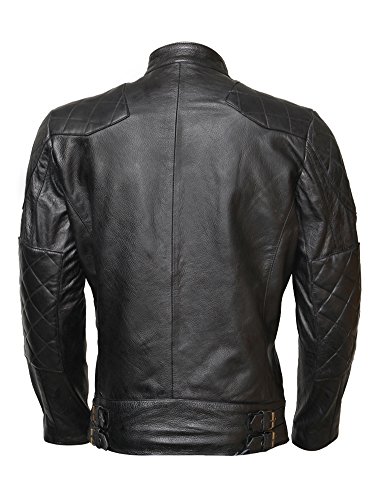 Mens David Beckham Black Real Leather Jacket Vintage Slim FIT Genuine Leather3
