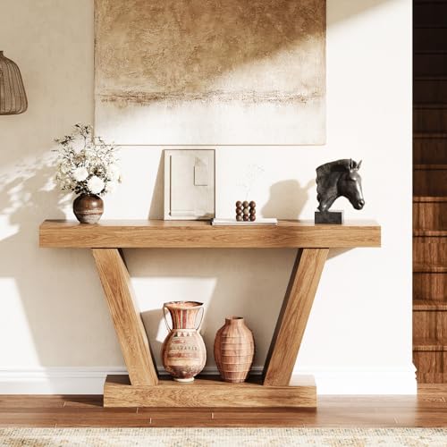 GarveeHome 63-Inch Long Console Table, Wooden Sofa Narrow Entryway Table for Hallway, Behind The Couch, Accent Table for Living Room, Entrance