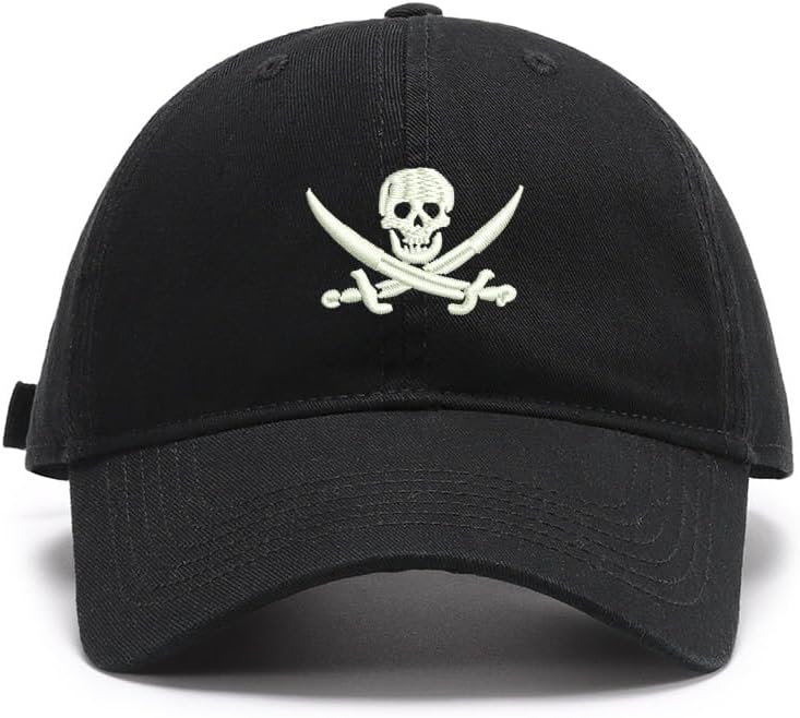 Men's Baseball Caps Embroidered Pirate Skull Washed Cotton Vintage Baseball Caps