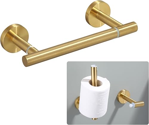 Soporte de papel higiénico dorado cepillado para montaje en pared, soporte de papel higiénico giratorio de doble poste para baño, adaptador extensor