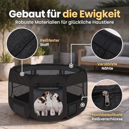 ALL PETS UNITED® Welpenauslauf 125x125cm Pop-Up Hunde Laufstall faltbar – Ansicht 4