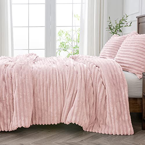 Bedelite Fleece King Comforter Set -Super Soft & Warm Fluffy Pink Bedding, Luxury Fuzzy Heavy Bed Set For Winter With 2 Pillow Cases #TOP1