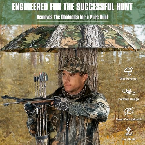 Glosaie Tree Stand Umbrella, 57" Portable Camo Deer Hunting Accessories for Men, Hunting Tree Stand Accessories for Ground Blind Shield by Glosaie - Image 3