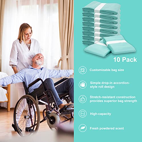 Diaper Pail Liner Refills Bags Compatible With Janibell Akord 330 Series Adult Diaper System, Green, Lightly Scented, 10 Count #TOP3