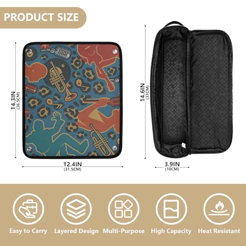 Bolsa de viaje para herramientas de cabello con alfombrilla resistente al calor y organizador desmontable para planchas, alaciadoras, rizadores, impresión leopardo Music Legends, esenciales para mujeres miniatura 4