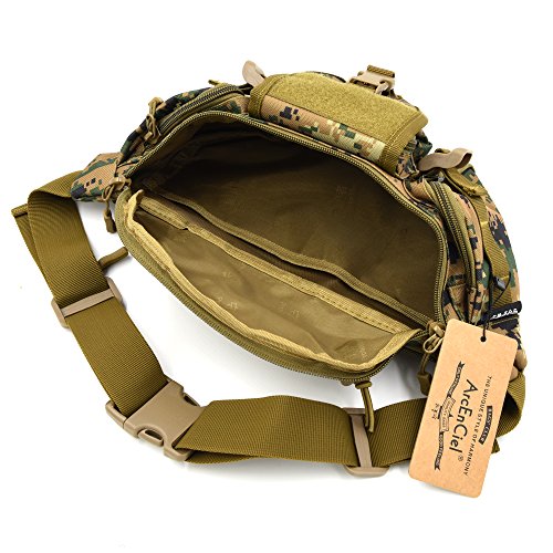 ArcEnCiel Tactical Fanny Pack for Men Waist Bag Military Hip Belt Outdoor Hiking Fishing Bumbag (Jungle Camouflage) - Thumbnail 4