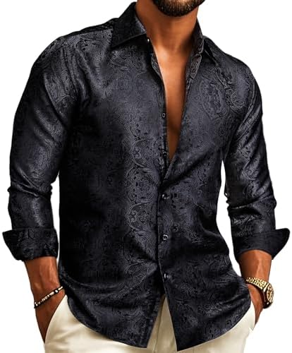 Barry.Wang black paisley shirt