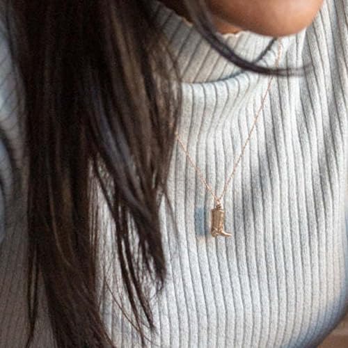 POYAMUSE Elegant Western Cowgirl Necklace for Women, Cowboy Boot Pendant Necklace for Women, Western Style Jewelry Gift4