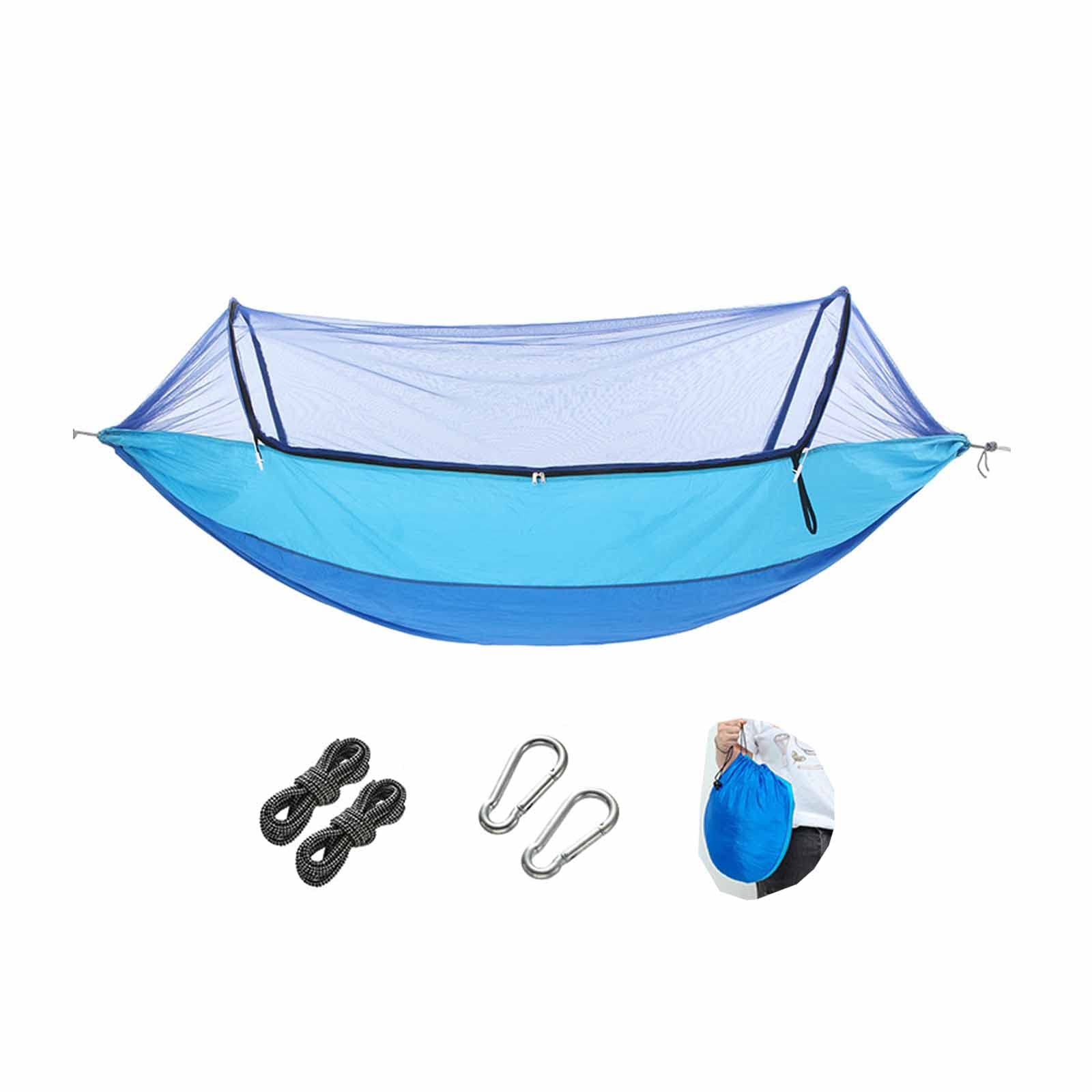 Hamacs D'arbre Pour 2 Personnes À L'extérieur, Hamac Portable À Ouverture Rapide Pouvant Supporter Jusqu'à 660 Lb Avec 2 Cordes Épaisses, Parfait Pour La Plage, Le Camping, Bleu,55*102 inches