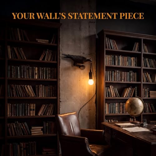 OVANUS Crow Wall Lamp Gothic Raven Light Dimmable E12 Bulb Dark Academia - image 6