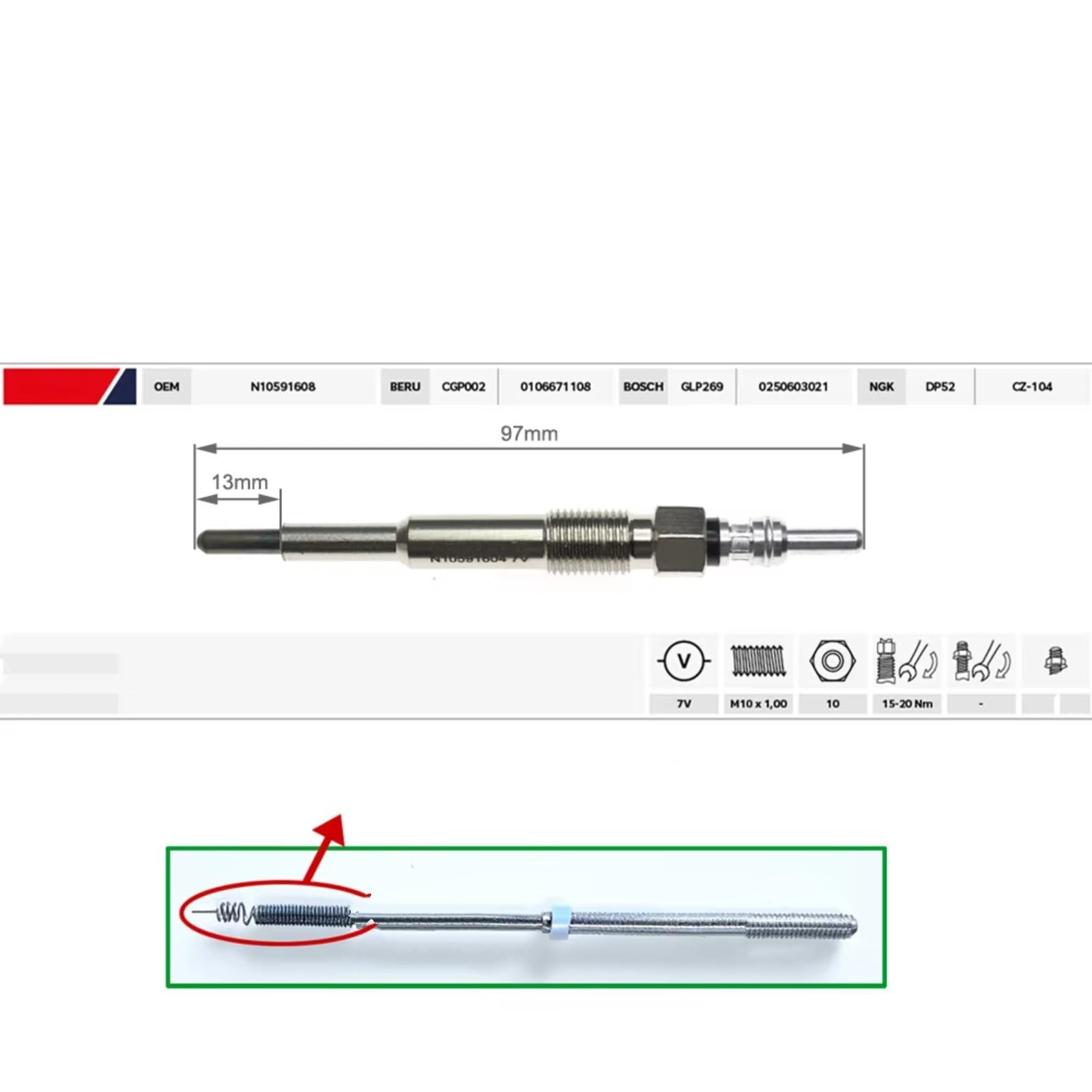 Compatibile Con Per Polo 2005 2006 2007 2008 2009 N10591608 Dual Core Riscaldatore Candelette Riparazione Sostituzione Candeletta Diesel Auto