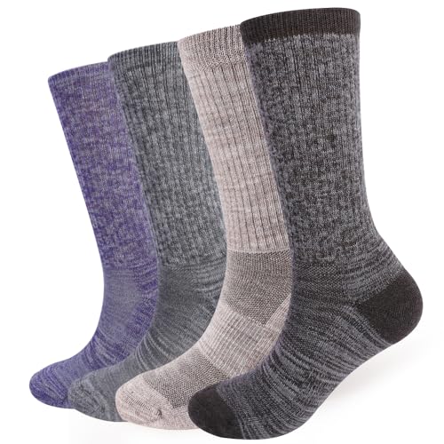 Image of EnerWear 4 Pack Women's Merino Wool Outdoor Hiking Trail Crew Sock