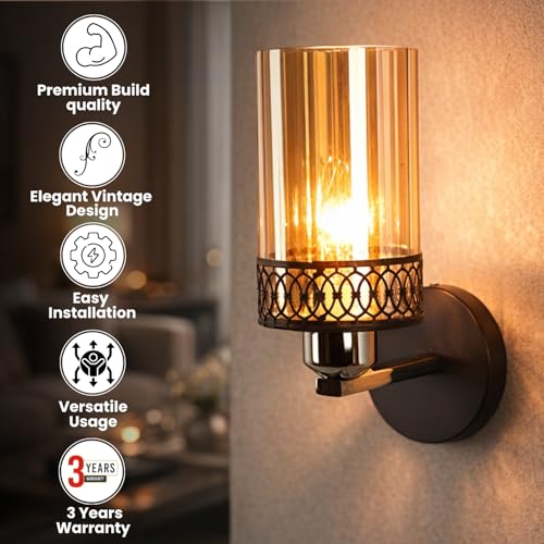 Image of ELIANTE - Black Metal Wall Light - 286-1W | 3 Years Warranty | Free - LED LAMP