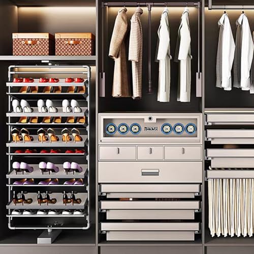 Aménagement dressing avec étagère à chaussures rotative 360 en aluminium - 6