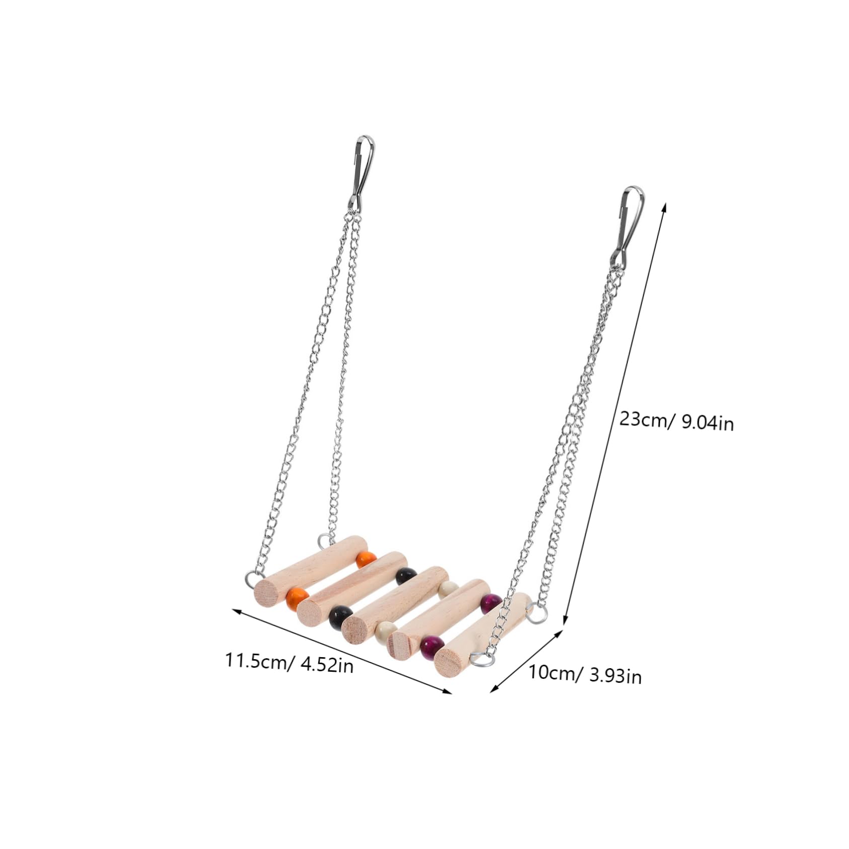 BESPORTBLE 2Pcs Wooden Parrot Swing with Beads and Stainless Steel Chain Hanging Bird for Cages and Gardens for Parrots Budgies and Cockatiels