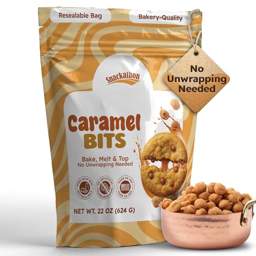 Snackathon Caramel Bits, 22 Oz Resealable Bulk Bag, Unwrapped Classic Sweet & Buttery Caramel Chips For Baking, Melting & Candy Making, Made In Usa
