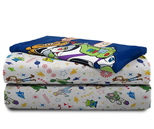 Image of Jay Franco Disney Toy Story Twin Sheet Set 3 Piece - Soft Microfiber Bedding, Fitted & Flat Sheets, Pillowcase, Deep Pocket, Fade Resistant, Machine Washable, Breathable, Boys Girls, White