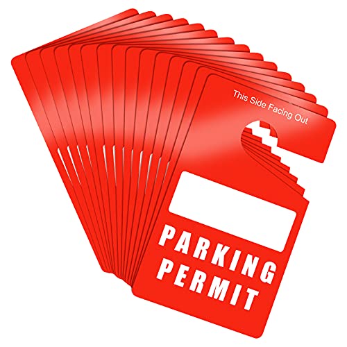 15 Pieces Parking Permit Hang Tag Writable DIY Parking Permit Rearview Mirror Hanging Tag Car Parking Permit Tag 3 x 5 Inches Weatherproof Parking Pass for Employee Resident Tenant (Red)