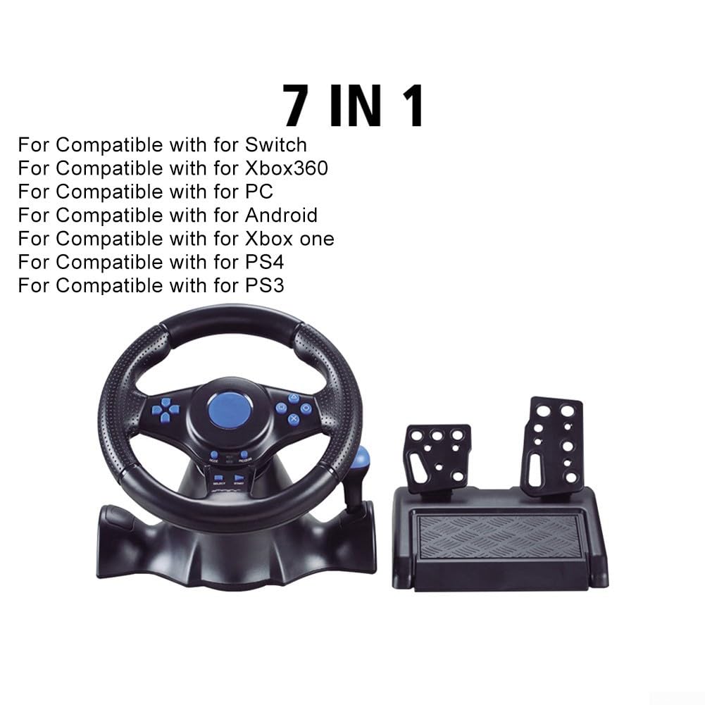 Volante da gioco USB, vibrazione, feedback, per Nintendo Switch, Xbox 360/One, per PlayStation 2/3/4, struttura ABS, design ergonomico (4 (4 i(4 pollici (4 pollici (4 pollici (4 in 1 (7 in 1)