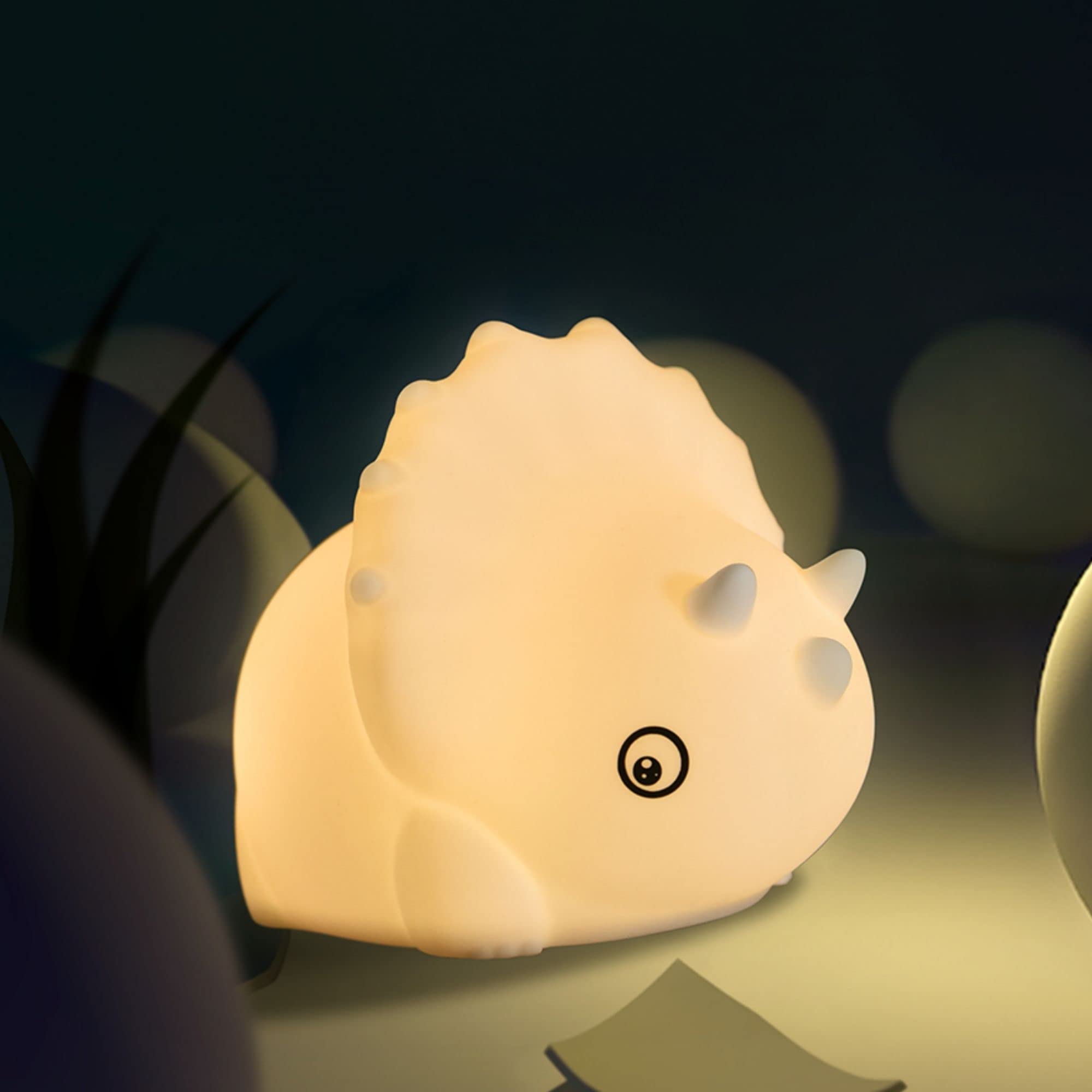 Bubba BearBaby Night Light | Kids Cute Dinosaur Nightlights Lamp for Bedroom or Nursery | Gifts for Children, Toddler & Newborn | Childrens Portable Battery Lights | Childs Desk Accessories (Grey)