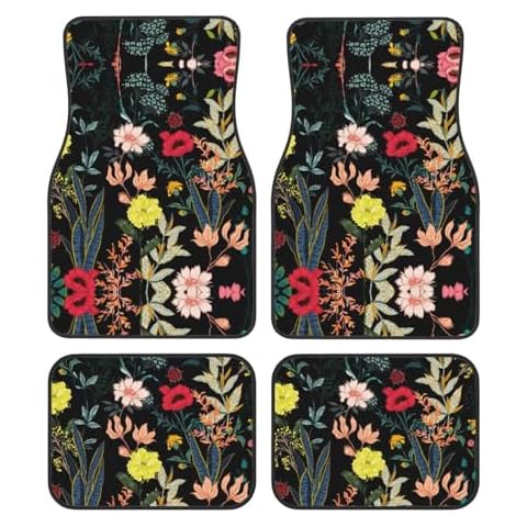 Colourful Boho Floral Print Car Mat Set Cover