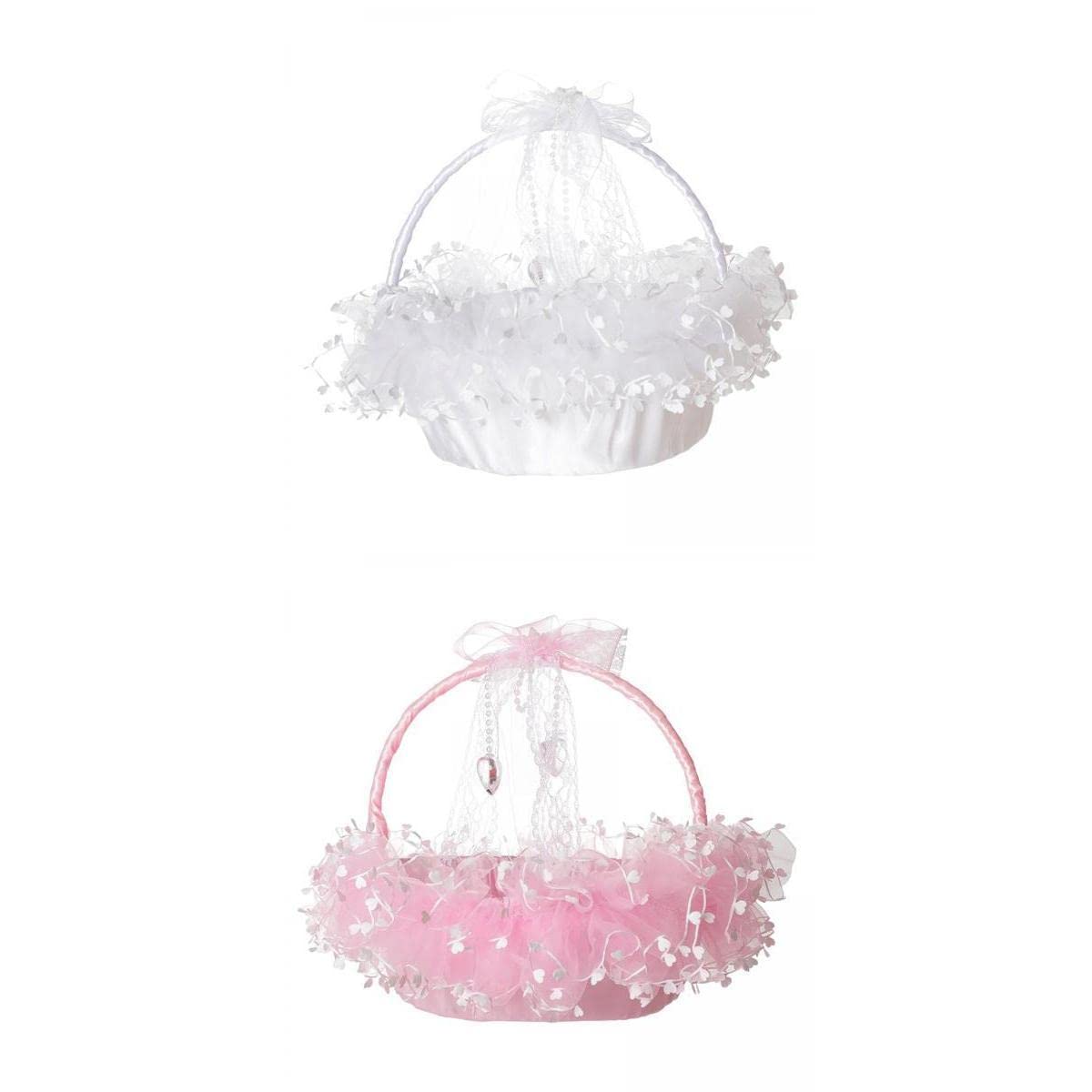 2X Flower Girl Basket Bowknot Flower Candy Baskets Decor for Holiday-image-24