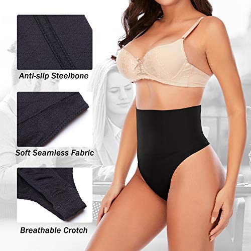 Image of Werena Thong Shapewear for Women Tummy Control Seamless High Waist Body Shaper Underwear Shaping Panties