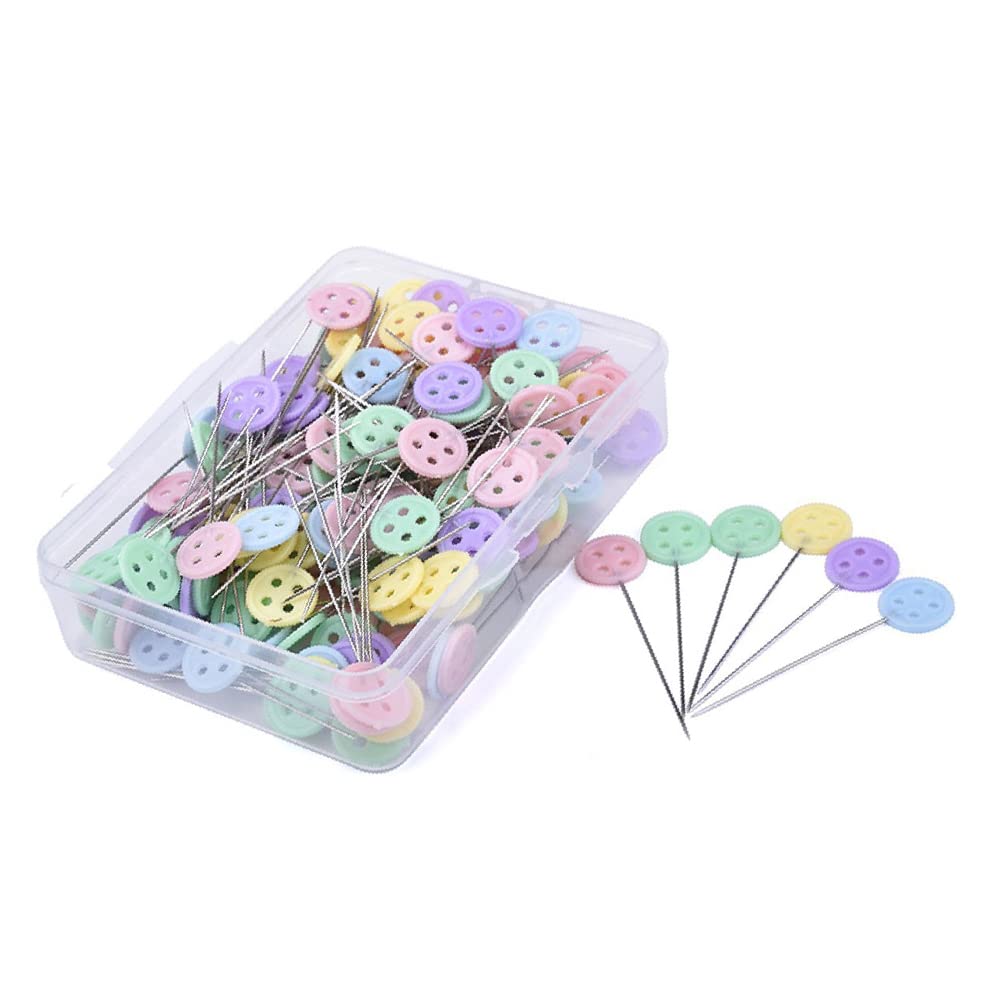 Alfiler Cabeza De Corazón Plano. 100 Uds En Alfileres De Costura Con Cabeza De Corazón - 100 Uds, 5 Cm, Acero Inoxidable, Multicolor Alfiler Cabeza De Corazón Plano. 100 Uds De