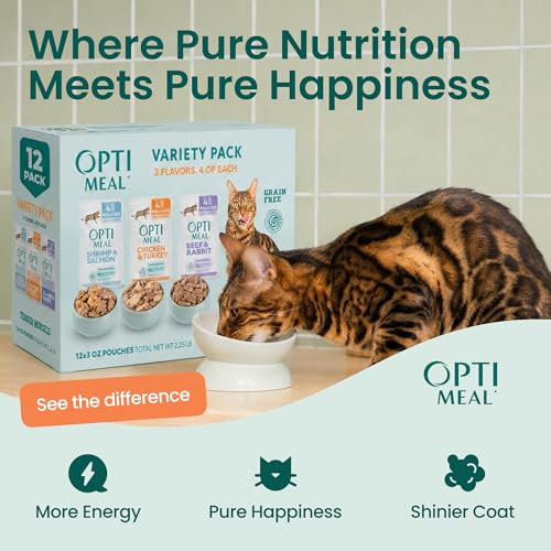 Image of Optimeal Wet Cat Food Variety Pack - Grain Free Tender Morsels, High Protein Premium Nutrition Made with Natural European Ingredients in Savory Gravy, Adult Cat Food Wet Pouches 3oz Pouch (Pack of 12)