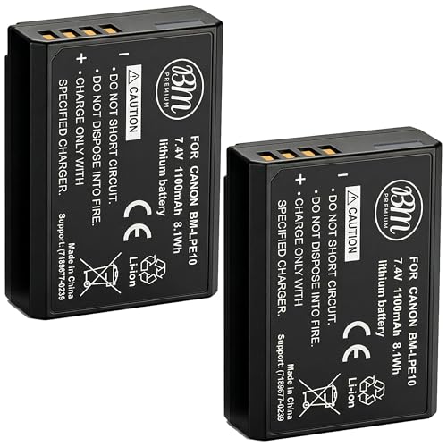 BM Premium 2-Pack of LP-E10 Batteries for Canon EOS Rebel T3, T5, T6, T7, T100, Kiss X50, Kiss X70, EOS 1100D, EOS 1200D, EOS 1300D, EOS 2000D, EOS 4000D Digital Camera