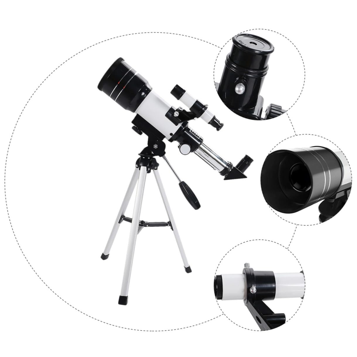 1set Telescopio Astronomico Professionale con Treppiede e Adattatore per Telefono per Osservazione Viaggio e Fotografia Notturna