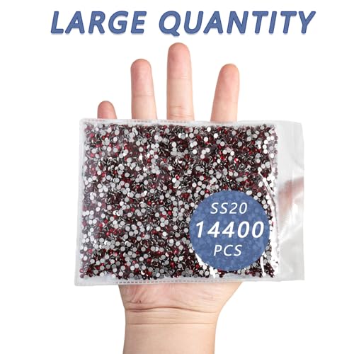 Image of Beadsland Flatback Rhinestones Bulk,14400pcs Red Rhinestones for Nails Crafts Clothes DIY Decoration, Dark Siam, SS10, 2.7-2.9mm