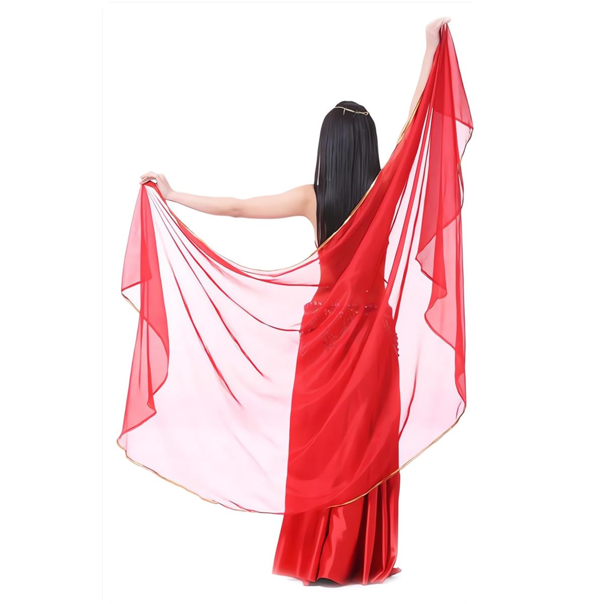 Chiffon Belly Dance Veil, Women's Big Headscarf, Lightweight Indian Tribal Chiffon Veil Gypsy Scarves Dance Shawls, Rectangular Wrap Shawl Head Covering for Rave Party Practice