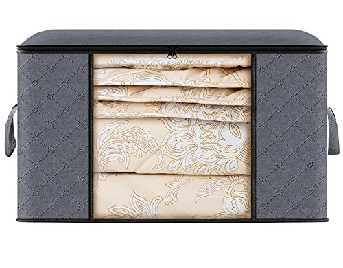 Image of ZANIC Foldable Clothes Organizer Storage Box for Wardrobe, Saree, Shirts, and Blankets (90 Ltr - Pack of 1, Grey) (90 Ltr - Pack of 1)